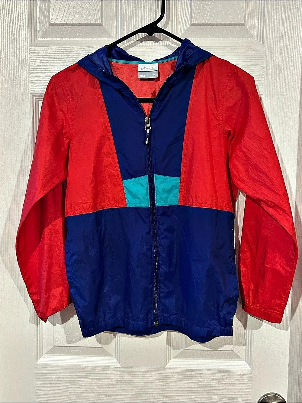 Columbia Color Block Windbreaker Red Blue Size Medium